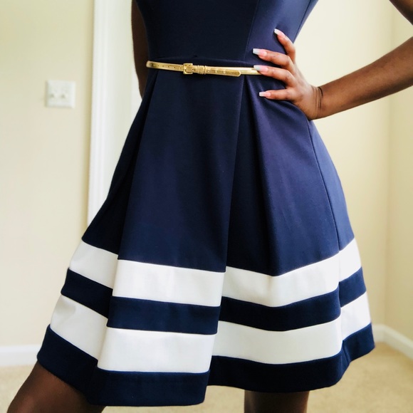 navy blue tea dress